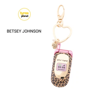 Portachiavi portachiavi Betsey Johnson tono oro flip cellulare stampa animalier - Foto 1 di 3