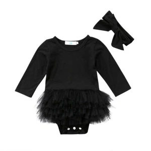 Toddlers Baby Girl Romper Princess Dress Tutu Skirt Jumpsuit Headband Outfit Set - Picture 1 of 10