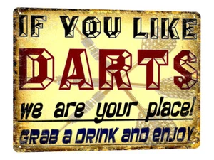 DARTS Metal Sign funny VINTAGE style bar pub MANCAVE garage wall decor art 688 - Picture 1 of 2