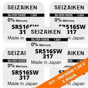 5 x SEIZAIKEN 317 SR516SW batería celda de botón SR62 280-58 RW326 1,55V reloj Seiko - Imagen 1 de 2