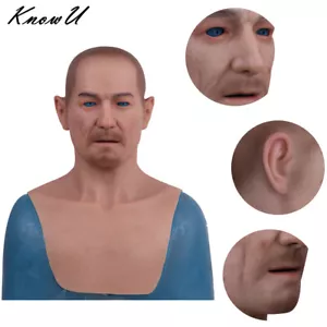 Old Man Silicone Male Mask Headwear Realistic Crossdresser Halloween Cosplay - Picture 1 of 12