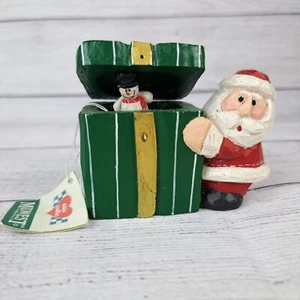 EDDIE WALKER Christmas Santa with Snowman Jack-in-the-Box Present Missing Latch - Picture 1 of 15