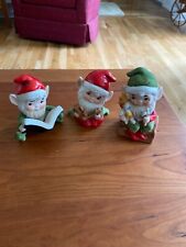 HOMCO CHRISTMAS ELVES GNOME PIXIES FIGURINES Set Of 3 Excellent Condition