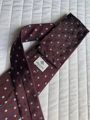 Corbata de cuello de seda con estampado de lunares granate y azul marino Luigi Borrelli ajuste clásico ¡Como nueva! Foto 1 de 4