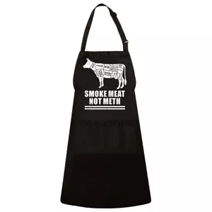 Smoke Meat Not Meth Funny BBQ Anti Drug Barbecue Grilling Adjustable Apron - Picture 1 of 2