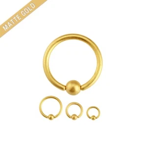 16G 14G Captive Bead Rings Matte Gold IP Labret Lip Nose Tragus Septum Piercings - Picture 1 of 10