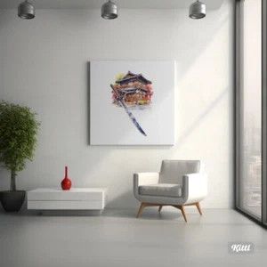 Beautifull Wall Hanging Decor Canvas Framed Japanese Art' 18x18 in (1) - Picture 1 of 1