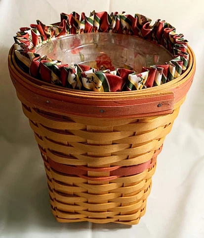 Longaberger 1998 May Series Snapdragon Basket & Liner & 2-Part Plastic Protecter Cover