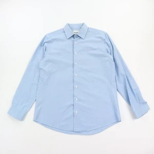 Ben Sherman Dress Shirt Men's 15.5 - 32/33 Houndstooth Blue Cotton Casual Preppy - Picture 1 of 9