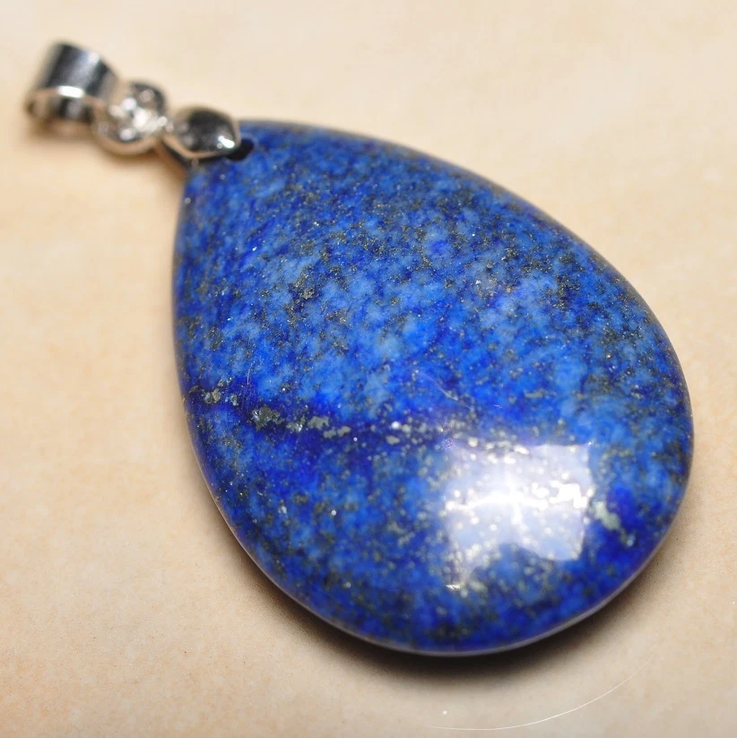 Colgante de piedras preciosas naturales de jaspe lapislázuli pirita azul de 1,5" 18 quilates en peso usado #P12621 Foto 1 de 1