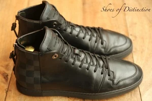 Louis Vuitton LV Monogram Black Leather Shoes Hi Tops Trainers UK 7 US 8 EU 41 - Picture 1 of 11