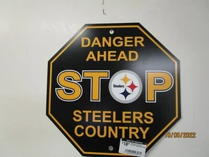 Qty Lot (2) NFL Pittsburgh Steelers Plastic Stop Sign 12x12” - Picture 1 of 5