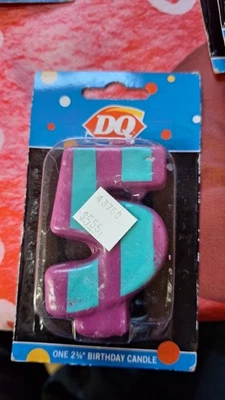 Vela para pasteles número '5' púrpura con rayas verde azulado NUEVO Foto 1 de 2