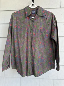 Vintage GAP Paisley Floral Shirt 90s Made in Hong Kong Cotton Men’s S Women’s M - Picture 1 of 6