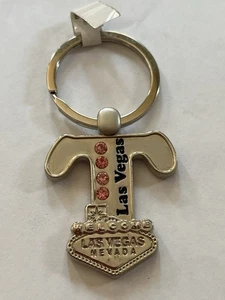 Las Vegas Schlüsselanhänger personalisiert "T" Souvenir rosa Strass Keyring - Bild 1 von 7