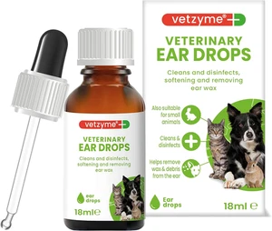 Gotas para los oídos veterinarias Vetzyme para perros, gatos y mascotas pequeñas - antibacterianas - Imagen 1 de 11