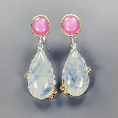 New Arrived Jewelry 45ct Natural Moonstone Earrings 925 Sterling Silver /E129859 - Image 1 of 4