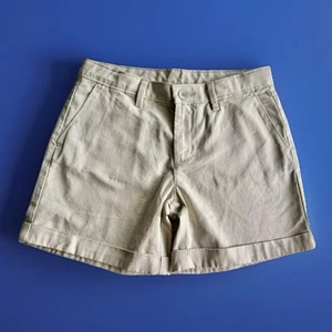 XLNT SZ 12 Gap Kids Khaki Girls Tan Cuffed Cotton Shorts Adjustable Waist - Picture 1 of 6