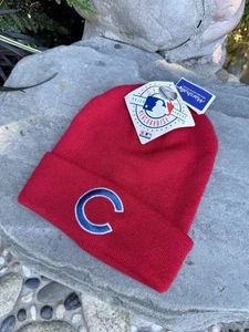 Brand New Vintage 90’s Majestic Chicago Cubs Red Knit Cuff Beanies MLB Baseball - Picture 1 of 3