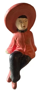 Vintage MCM Red Asian Lady chalkware figure Shelf Sitter. Good Condition. - Picture 1 of 6