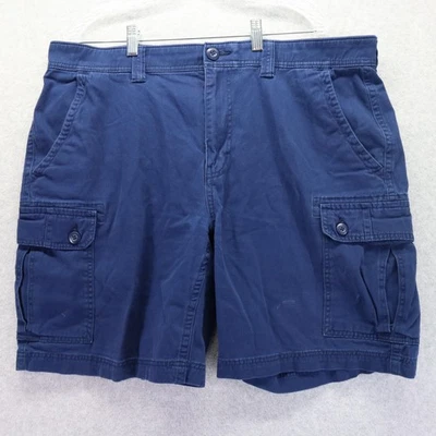 Pantalones Cortos St John's Bay Para Hombres 40 Cómodos Elastizados Bolsillo Carga Informales Frente Plano Azul Foto 1 de 4