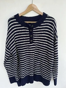 Suéter náutico para mujer American Eagle azul marino y blanco desnudo con etiquetas - Imagen 1 de 5