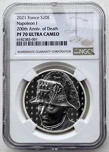 NGC PF70 France 2021 Death of Napoleon 200th Anniversary Silver Coin 20 Euro 1oz - Picture 1 of 7