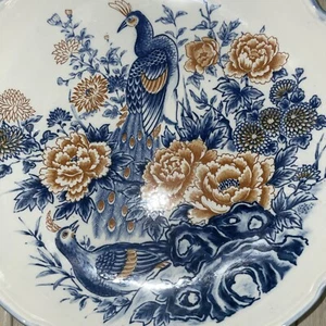 ATEMBERAUBENDES Vintage japanisches Ladegerät oder Wandteller Pfau floral geprägtes Zeichen - Bild 1 von 10