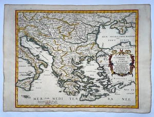 GREECE BALKANS 1655 NICOLAS SANSON D'ABBEVILLE LARGE ANTIQUE MAP IN COLORS - Picture 1 of 10