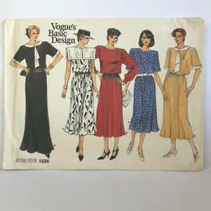 Vogues Basic Design 1534 Misses Sz 8 10 12 Dresses Sewing Pattern FF UNCUT - Picture 1 of 5