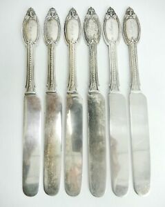 6 Kenilworth by Albert Coles Coin Silver Flat Tea / Bkfst Knives. 7 5/8". S-327
