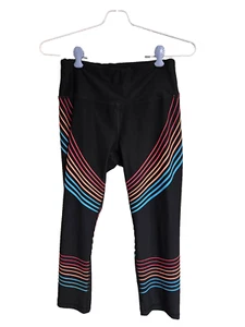 RBX Womans Pants Sz S/P Leggings Workout Yoga Athletic Multi-color Stripes Capri - Picture 1 of 6