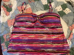 Catalina Women SZ (M) 8/10 Tankini Top RED BLUE M-COLOR Stripe PRSTNE 34-36 CUP - Picture 1 of 4