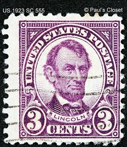 US 1923 SC 555 LINCOLN 3¢ PURPLE P11 USED NO GUM FINE/VERY FINE - Picture 1 of 2