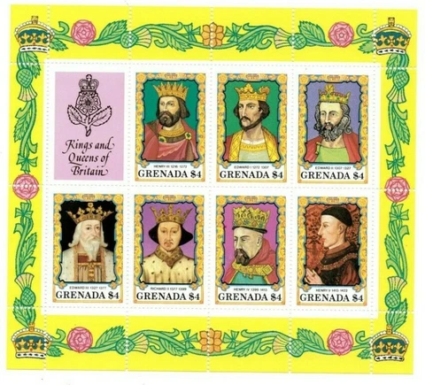 Grenada - 1984 - Kings & Queens Of Britain - 6 Sheets Of 7 - MNH Cover