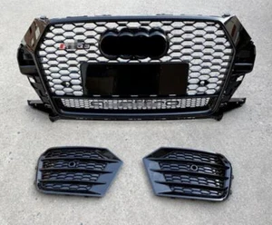 For 2016- 2018 Audi Q3 RSQ3 Front Bumper Honeycomb Mesh Grille & Fog Lamp Grill - Picture 1 of 4