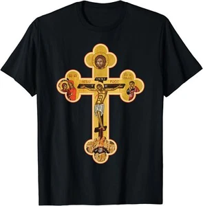 NUEVA CAMISETA LIMITADA Griega Ortodoxa Jesucristo Cruz Icono - Imagen 1 de 5