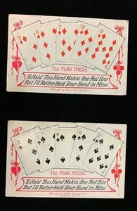 Vintage Postcards - (2) 1908 - playing cards posted divided back - Picture 1 of 2