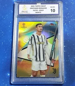 Cristiano Ronaldo Topps Finest Gold Refractor 01/50 Graded Gem Mint 10 Alpha - Picture 1 of 2