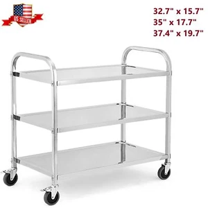 3 Tier Stainless Steel Utility Cart Heavy Duty Trolley Cart 220lbs Capacity - Picture 1 of 11