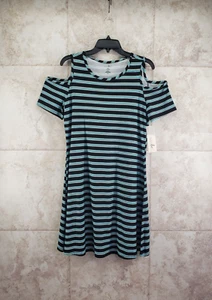 Boho Cold Shoulder Kleid Gelato Just Be Kurzarm Stretch gestreift Tunika Gr. M - Bild 1 von 6