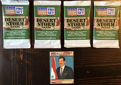 1991 Pro Set Desert Storm - Saddam Hussein Rookie Card (#69) + 4 Unopened Packs - Image 1 of 4