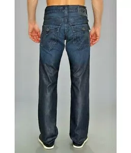 $298 NUEVOS JEANS TRUE RELIGION Hombre Ricky Recto Índigo Índigo Serpiente de Cascabel 40, 42 - Imagen 1 de 6