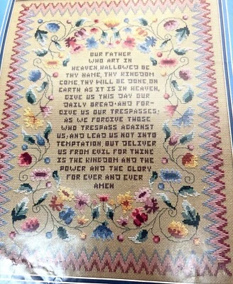 RARE Bernat American Sampler Lords Prayer Counted Cross-Stitch Pattern - Image 1 of 3