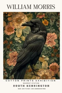 William Morris Vintage Crow Exhibition Floral Cotton Prints Wall Art Poster - Picture 1 of 5