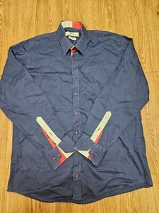 Mens Claudio Lugli Couture Long Sleeve Shirt Pure Cotton Navy XL Formal Casual - Picture 1 of 4