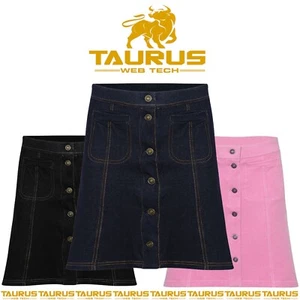 Ladies Denim MINI Skirt Celebrity Party Front Button Pocket Casual UK FREE P&P - Picture 1 of 5