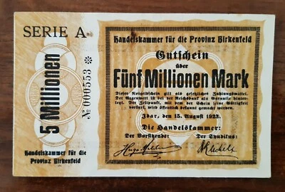 Germany, Oldenburg, Birkenfeld - 5 million marks 1923 - Gr OLD 28c - Image 1 of 2