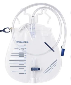 GlobalRoll 2 Urinary Drainage Bags w/2000 mL and 10 Male External Catheters - Picture 1 of 6