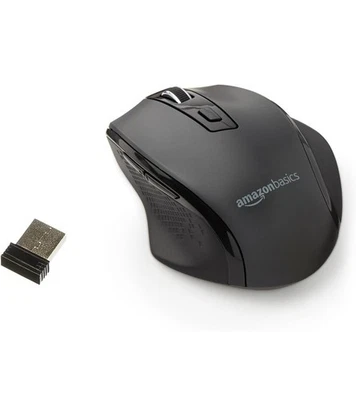 Amazon Basics Computer Mouse Wireless, Ergonomic, 2.4 GHz Optical SHIPS NOW - Image 1 of 2
